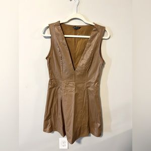 Faux Leather & Suede Lined Mini Dress